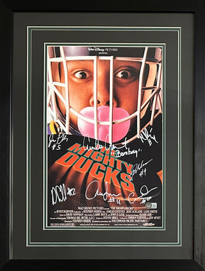 Cast Signed Mighty Ducks inscribed framed 11x17 photo JSA COA Mighty Ducks