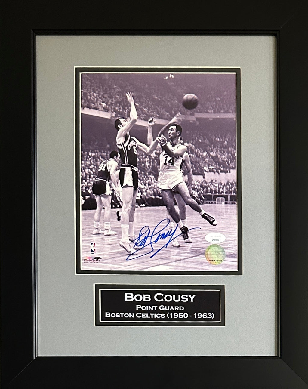 Bob Cousy autographed signed framed 8x10 photo NBA Boston Celtics JSA COA