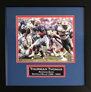 Thurman Thomas inscribed signed framed 8x10 photo NFL Buffalo Bills JSA COA