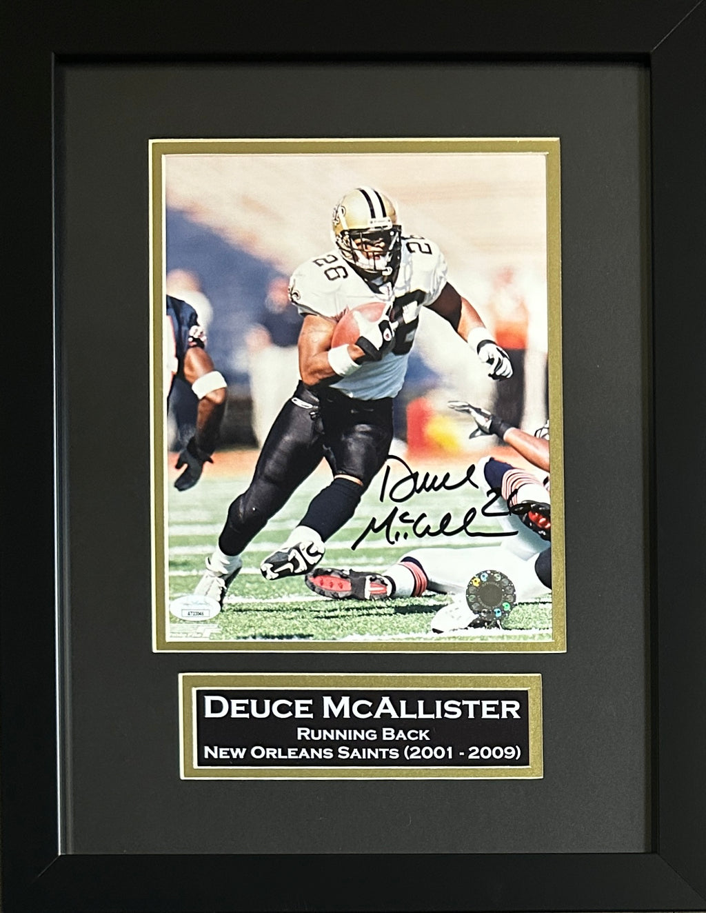 Deuce McAllister inscribed framed 8x10 photo NFL New Orleans Saints JSA COA