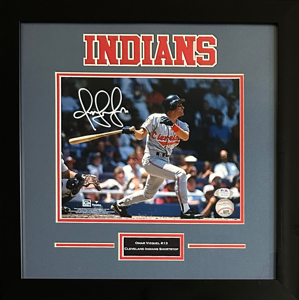 Omar Vizquel autographed signed framed 8x10 photo MLB Cleveland Indians PSA COA