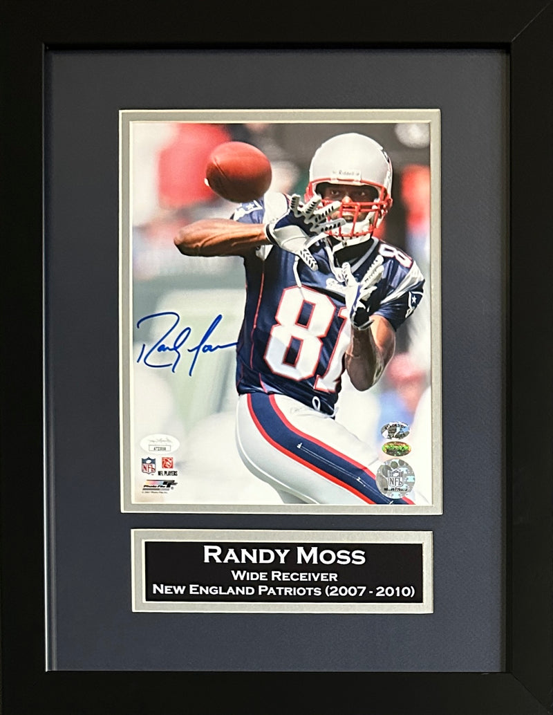 Randy Moss signed autographed framed 8x10 photo NFL New England Patriots JSA COA