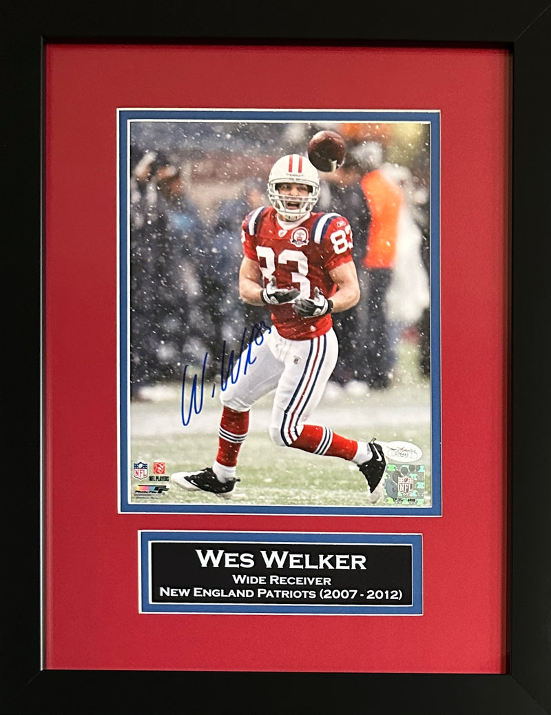 Wes Welker signed autographed framed 8x10 photo NFL New England Patriots JSA COA