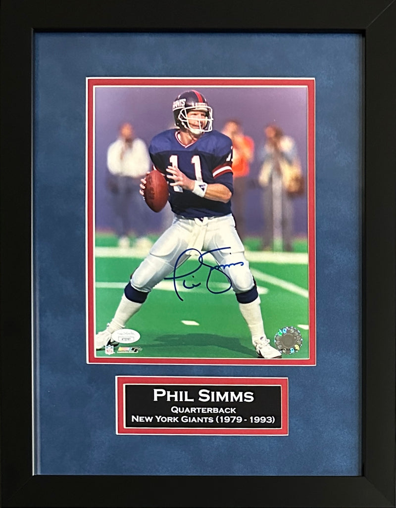 Phil Simms signed autographed framed 8x10 photo NFL New York Giants JSA COA