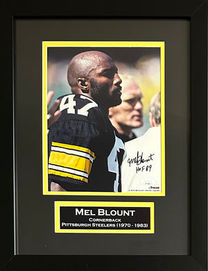 Mel Blount signed inscribed framed 8x10 photo NFL Pittsburgh Steelers JSA COA