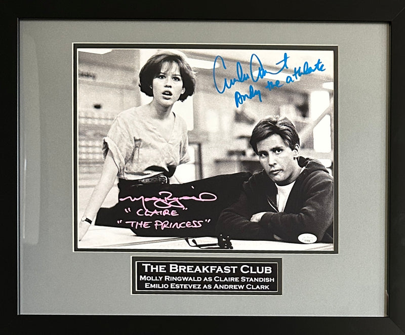 Molly Ringwald Emilio Estevez inscribed framed 11x14 photo Breakfast Club JSA