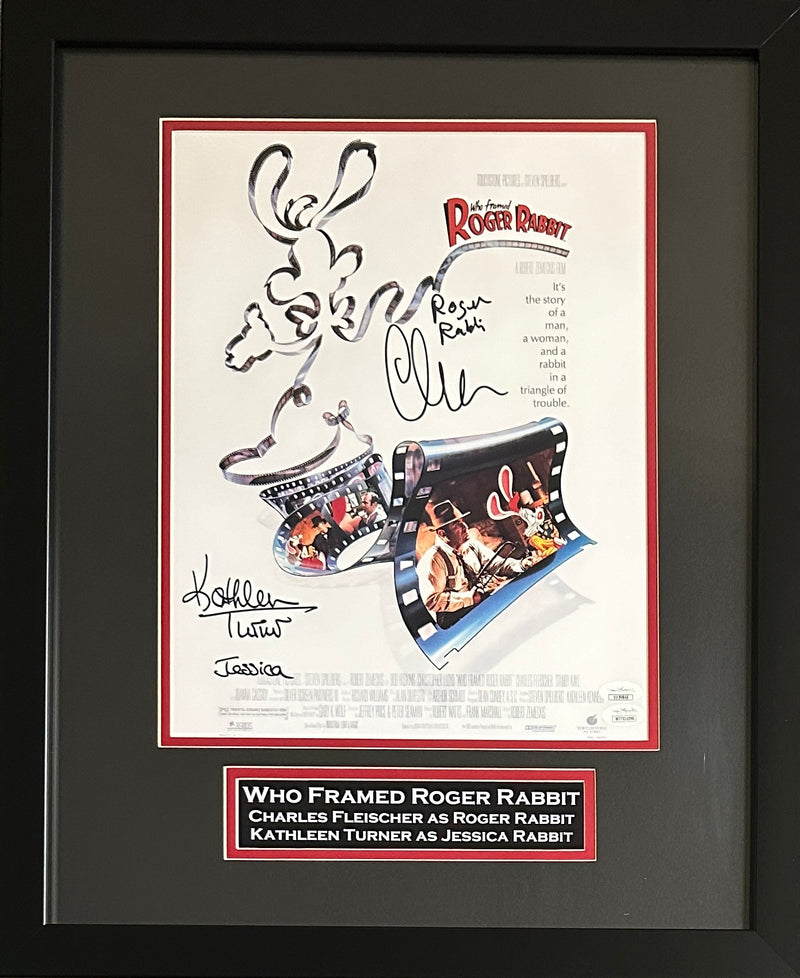 Kathleen Turner Charles Fleischer signed frame 11x14 Who Framed Roger Rabbit JSA