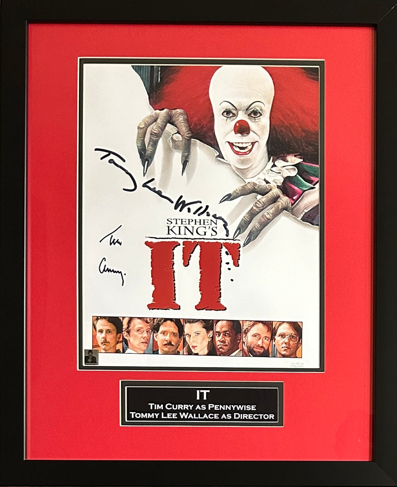 Tim Curry Tommy Lee Wallace signed framed 11x14 photo JSA COA Pennywise