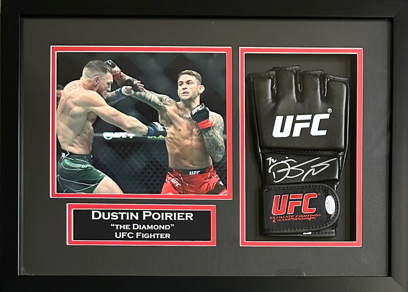 Dustin Poirier autographed signed framed glove UFC JSA COA Connor Mcgregor