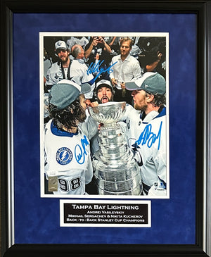 Team signed framed 11x14 Tampa Bay Lightning JSA Vasilevskiy Kucherov Segachev