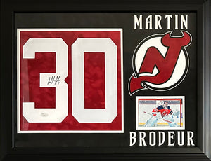 Martin Brodeur signed jersey number framed NHL New Jersey Devils JSA COA