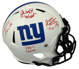 Jacobs, Bradshaw, Ward triple inscribed full size helmet NFL New York Giants SOA