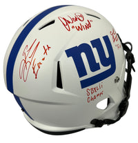 Jacobs, Bradshaw, Ward triple inscribed full size helmet NFL New York Giants SOA