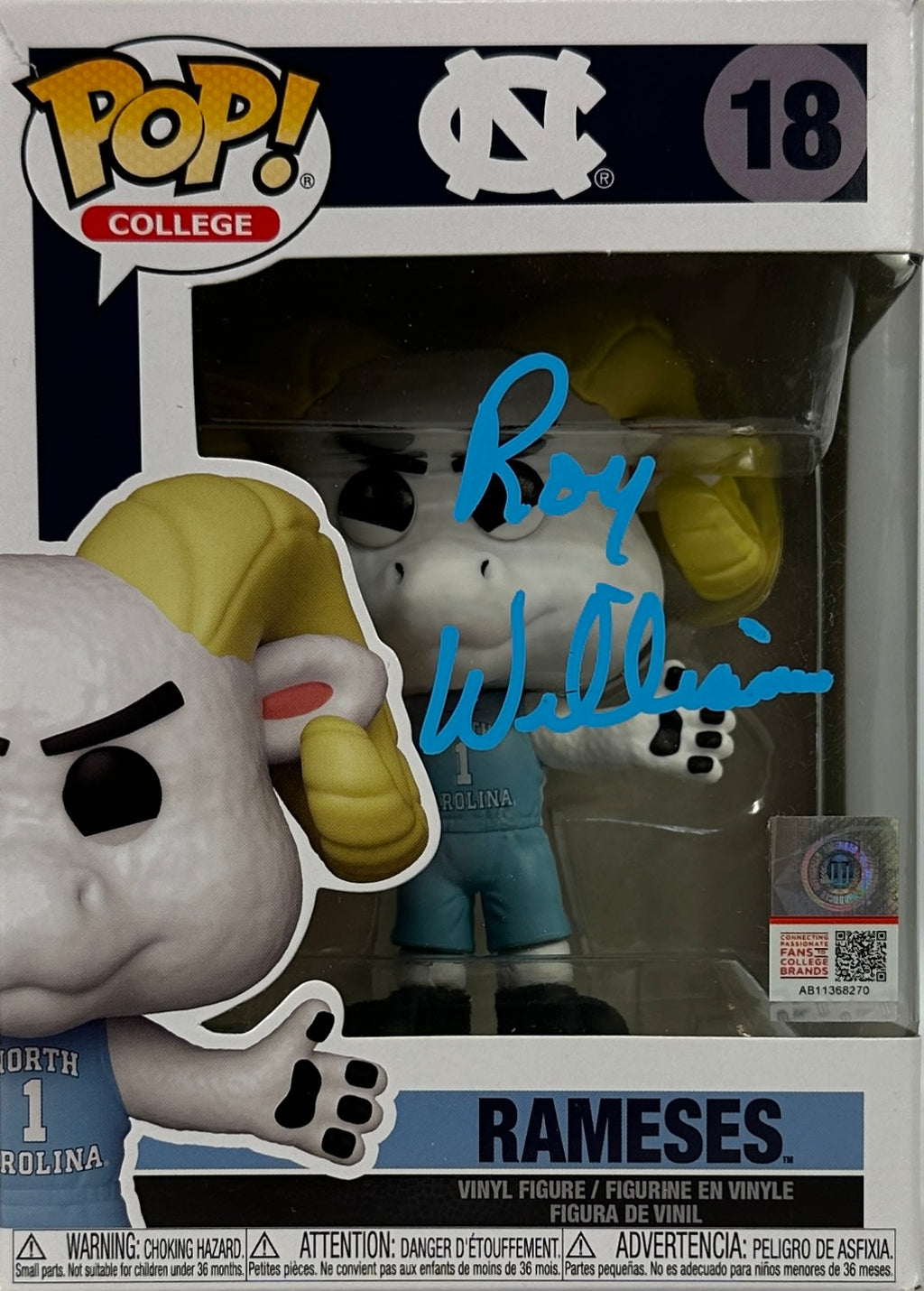 Roy Williams autographed signed funko pop #18 Steiner NCAA North Carolina