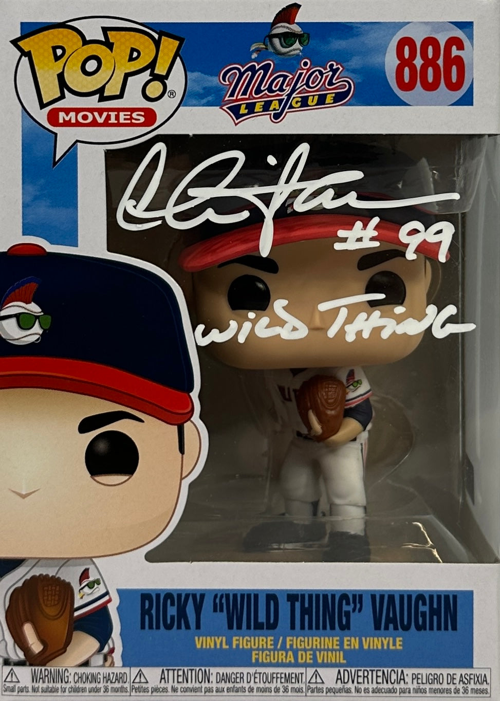 Charlie Sheen autographed inscribed funko pop #886 Steiner Major League