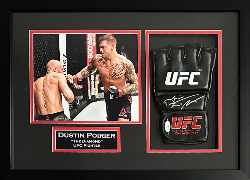 Dustin Poirier autographed signed framed glove UFC JSA COA Connor Mcgregor