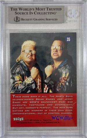 Brian Knobbs Jerry Sags auto signed CARDZ #35 1995 WWE WCW BAS Encap Nasty Boys