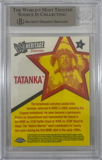 Tatanka autographed signed Topps card #4 2007 WWE BAS Encap Chris Chavis