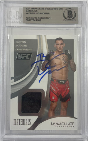 Dustin Poirier autographed signed Panini card 2021 UFC BAS Encap Game Used 89/99