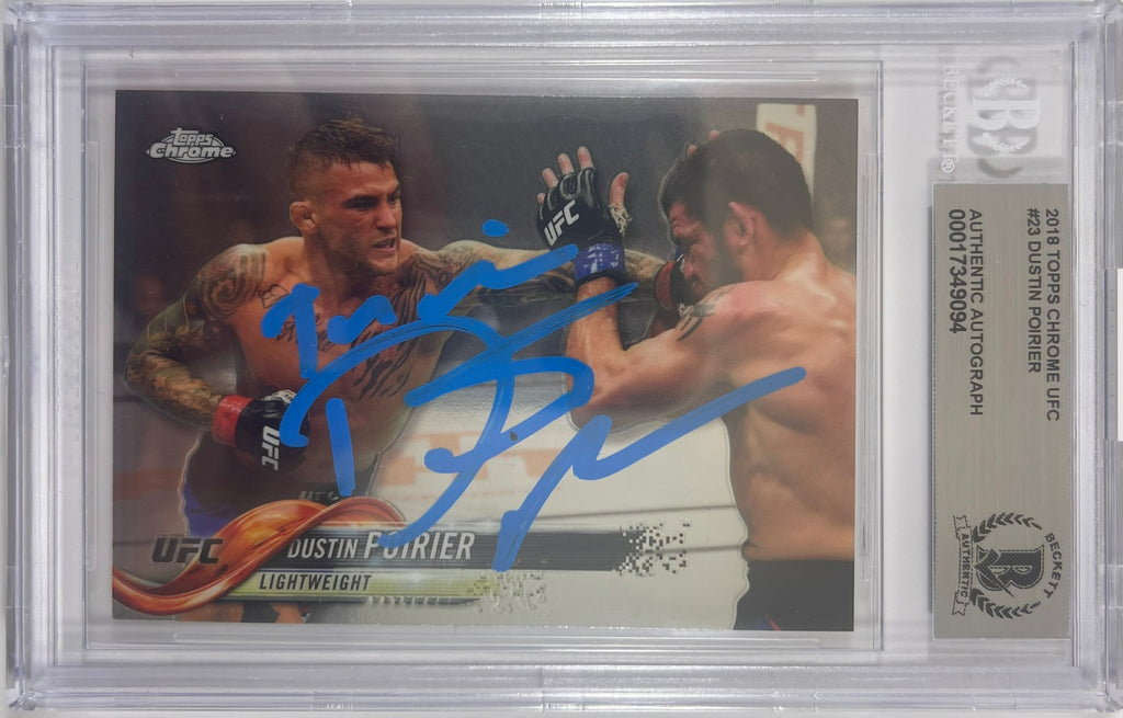 Dustin Poirier autographed signed Topps card #23 2018 UFC BAS Encapsulated