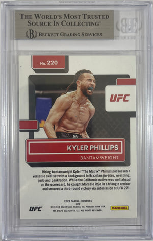 Kyler Phillips autographed inscribed 2023 #220 Panini card UFC BAS Encapsulated