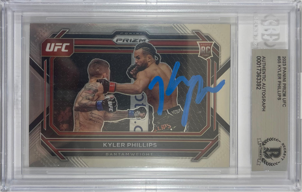 Kyler Phillips autographed signed 2023 #55 Panini card UFC BAS Encapsulated