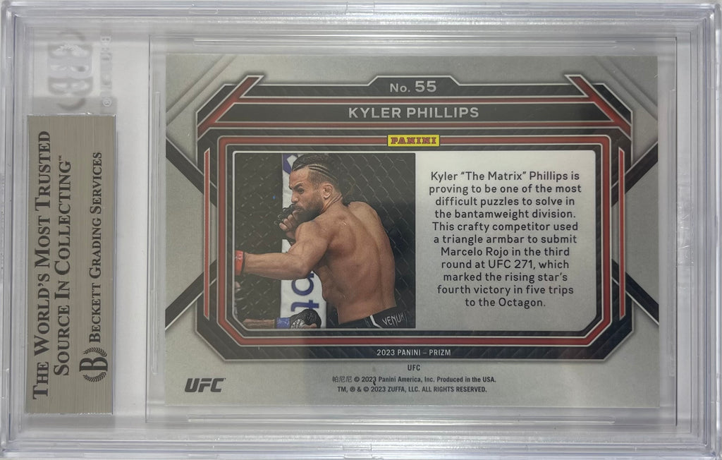 Kyler Phillips autographed signed 2023 #55 Panini card UFC BAS Encapsulated