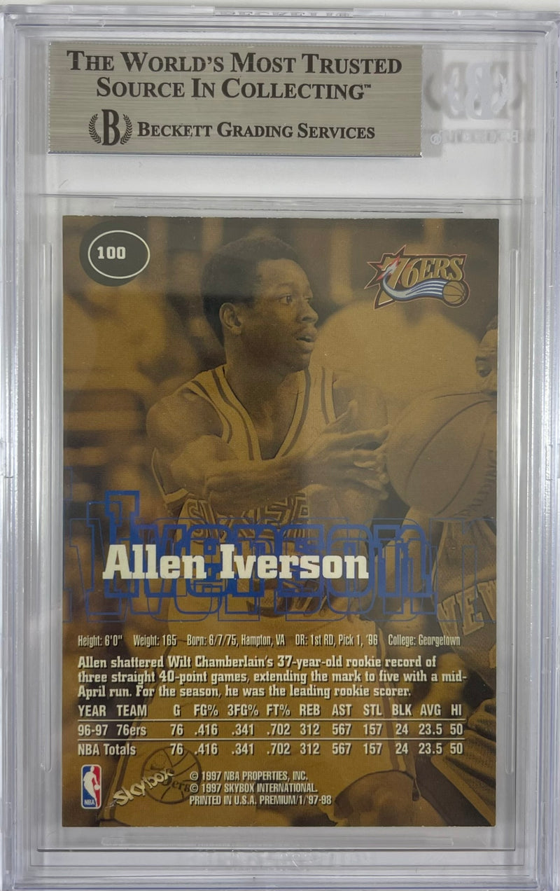 Allen Iverson autographed signed Skybox 1997 #100 Philadelphia 76ers BAS