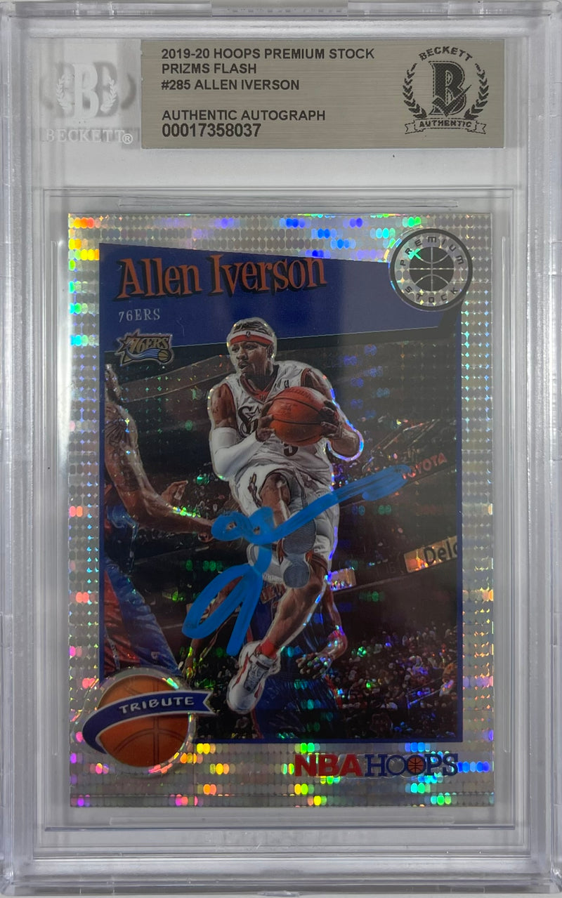 Allen Iverson auto signed Panini 2020 #285 Philadelphia 76ers BAS Prizm