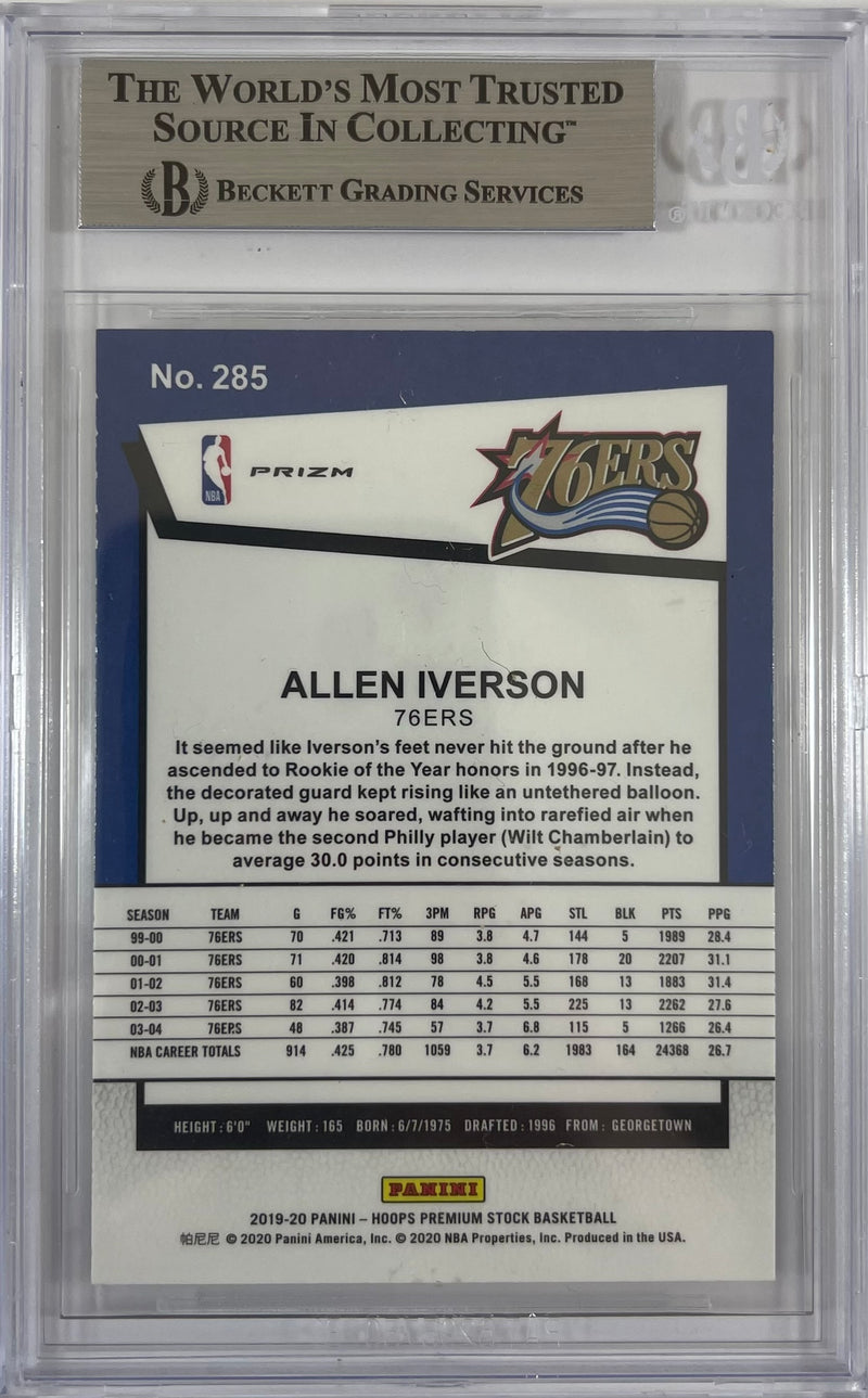 Allen Iverson auto signed Panini 2020 #285 Philadelphia 76ers BAS Prizm