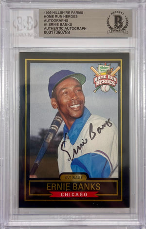 Ernie Banks autographed signed card Home Run Heroes Chicago Cubs BAS Encap