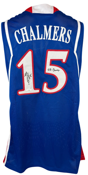 Mario Chalmers signed inscribed jersey autographed NCAA Kansas Jayhawks JSA COA