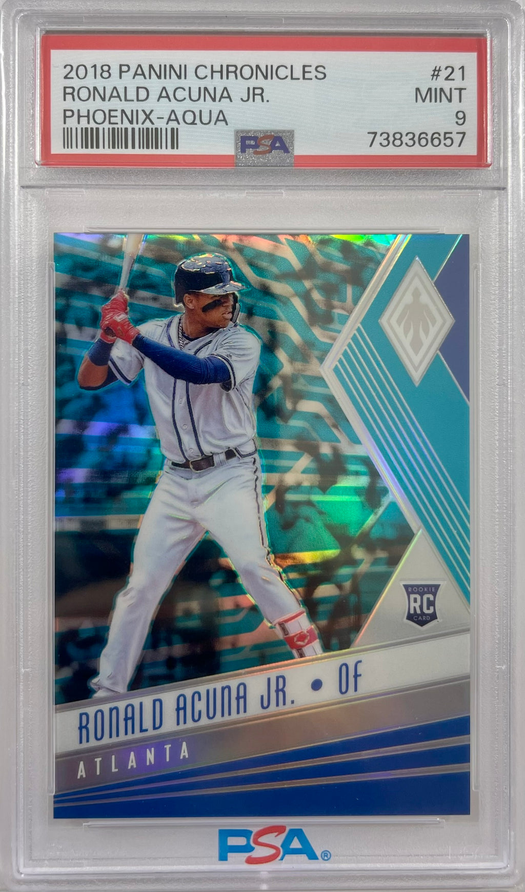 Ronald Acuna Jr 2018 Topps Rookie card #21 Topps Atlanta Braves encap PSA 9