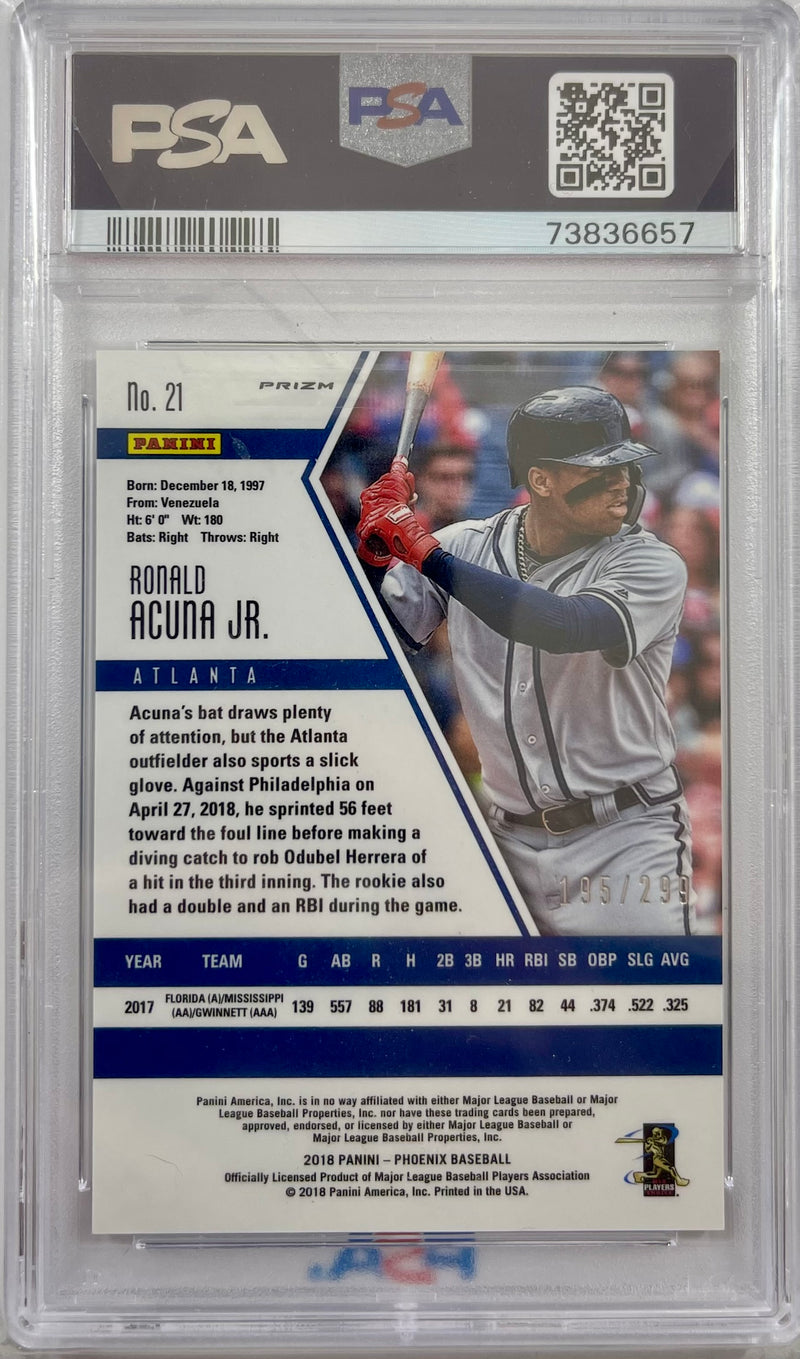 Ronald Acuna Jr 2018 Topps Rookie card #21 Topps Atlanta Braves encap PSA 9