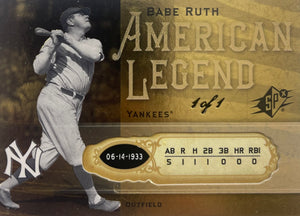 Babe Ruth Upper Deck 2008 card #1/1 New York Yankees