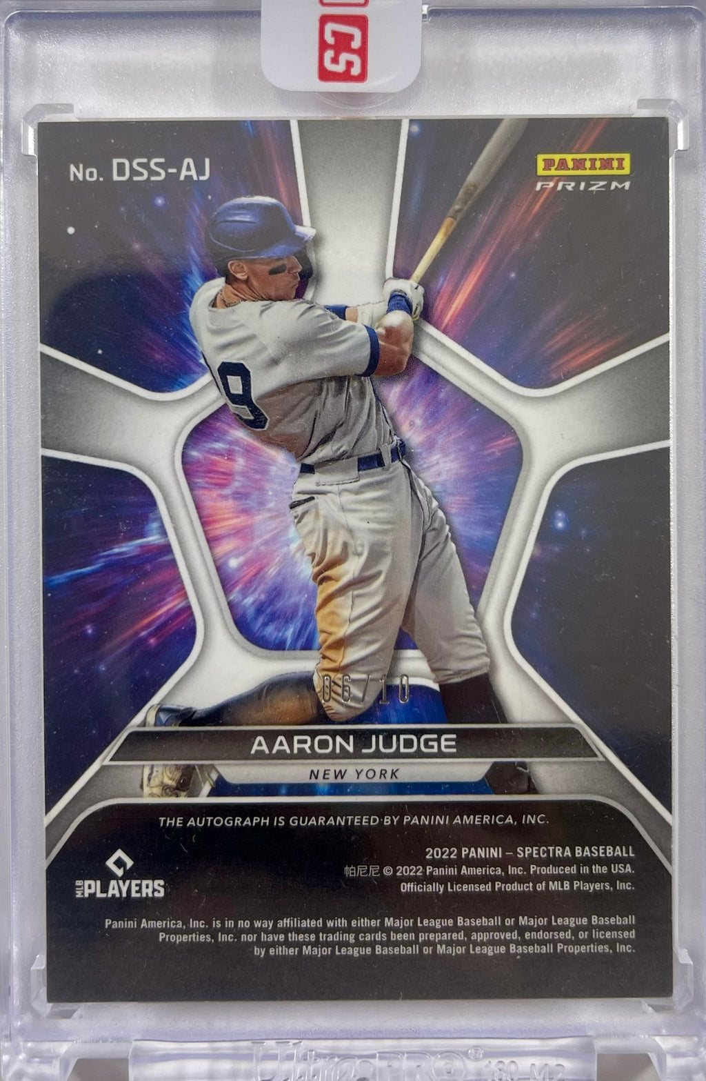 Aaron Judge auto signed 2022 Panini Prizm card #6/10 New York Yankees encap