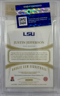 Justin Jefferson auto NFL Panini 2020 #107 10/15 Vikings RC PSA GM 9 Encap