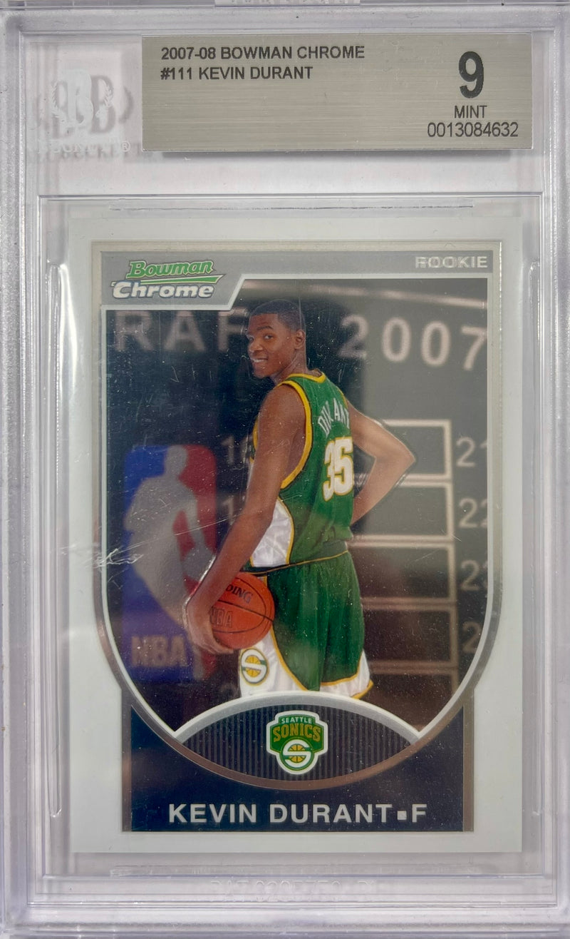 Kevin Durant auto rookie Bowman Chrome 2007 833/2999 Supersonics GM 9 BAS encap