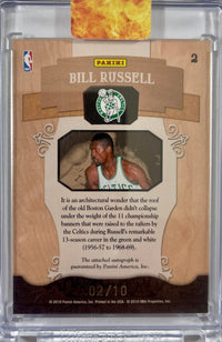 Bill Russell auto signed Timeless Treasures 2010 Panini 2/10 Boston Celtics