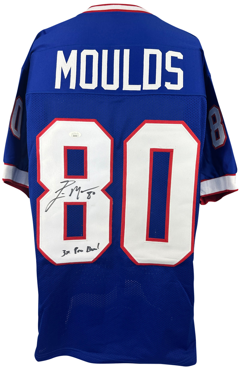 ERIC MOULDS SIGNED INSCRIBED BLUE PRO STYLE JERSEY JSA COA