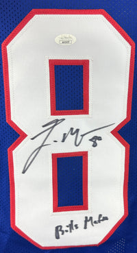 ERIC MOULDS SIGNED INSCRIBED BLUE PRO STYLE JERSEY JSA COA