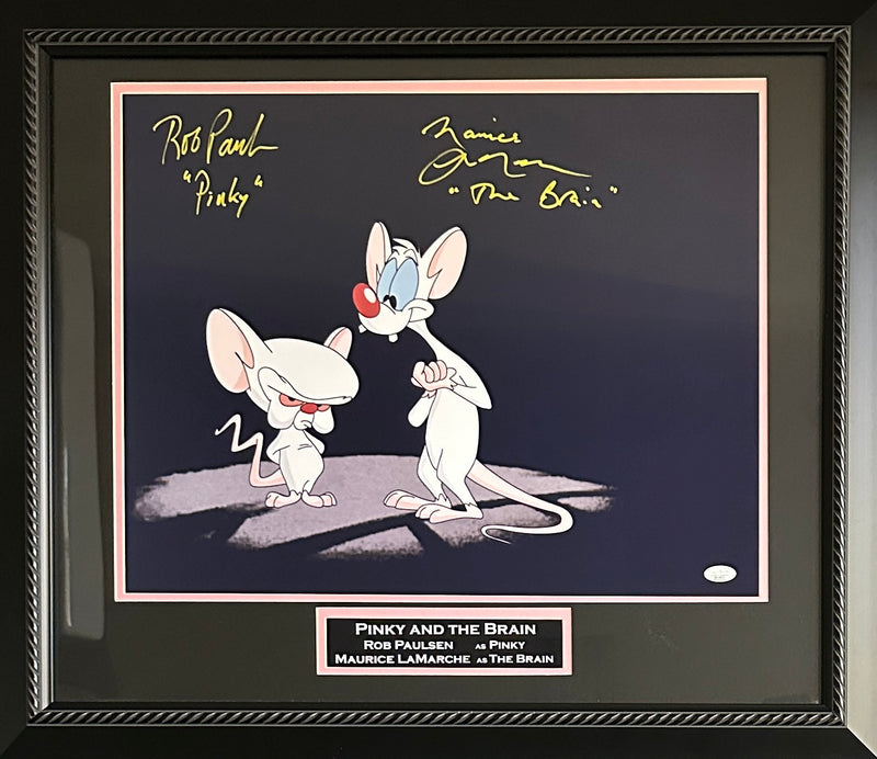 Rob Paulsen Maurice LaMarche signed inscribe frame 16x20 Pinky and the Brain JSA