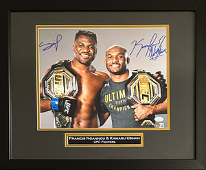 Kamaru Usman Francis Ngannou autographed signed framed 11x14 photo UFC JSA COA