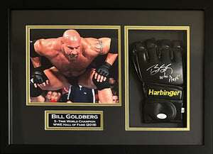 Bill Goldberg autographed inscribed framed glove WWE Roman Reigns JSA COA