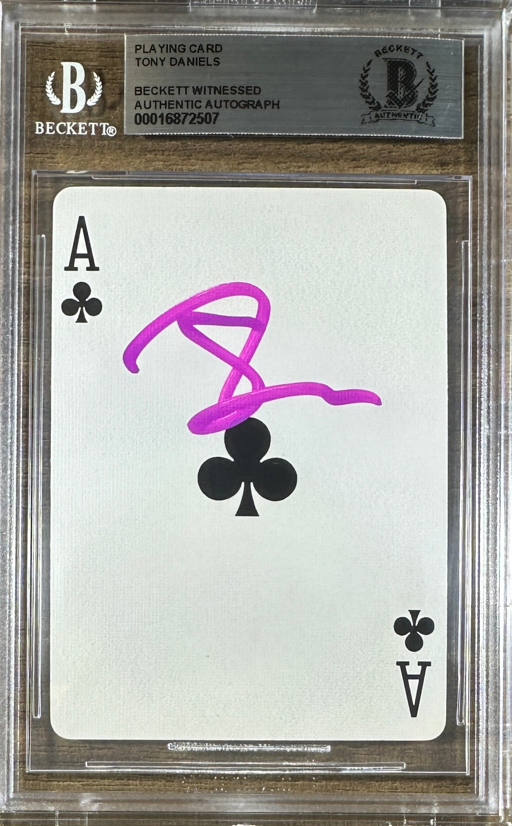 Tony Daniels autographed signed playing card BAS Encapsulated Gambit