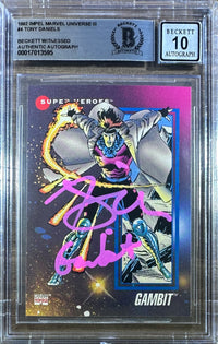 Tony Daniels auto insc card 1992 Impel MU III #4 X-men Gambit BAS Encap auto 10