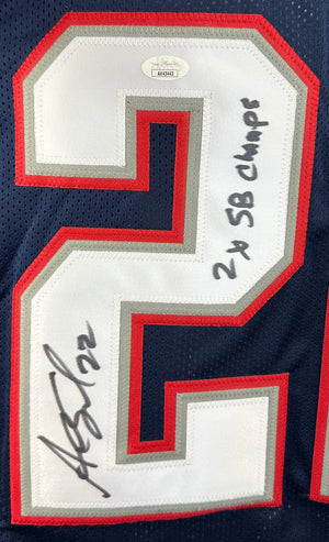 ASANTE SAMUEL SR. SIGNED INSCRIBED CUSTOM NAVY PRO STYLE AUTOGRAPHED JERSEY JSA COA