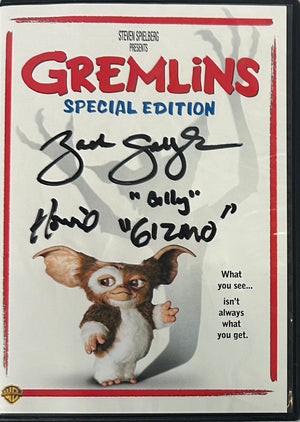 Howie Mandel Zach Galligan dual inscribed signed DVD cover Gremlins JSA COA