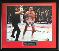 Max Holloway signed insc framed 16x20 photo UFC Blessed JSA COA Justin Gaethje