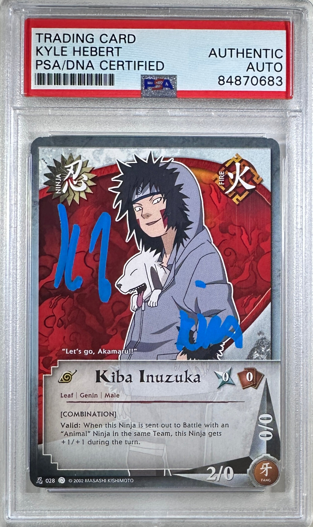 Kyle Hebert autographed signed inscribed Kiba Inuzuka Naruto card PSA Encap